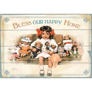  Bless Our Happy Home Vintage Wood Sign