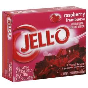 Jell o Gelatin Dessert Raspberry 6 Oz  12 Packs  Grocery 