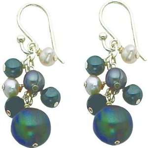  Ster Silver Crystal Imitation Pearl & Hematite Earrings Jewelry