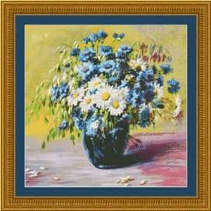  Blooms of Blue   Cross Stitch Pattern Arts, Crafts 