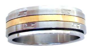 CLEARANCE Gold Center Steel Spinner Ring Szs 8 12  