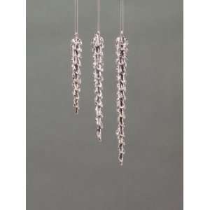 Pack of 18 Snow Drift Silver Glass Icicle Christmas Ornaments 6   10