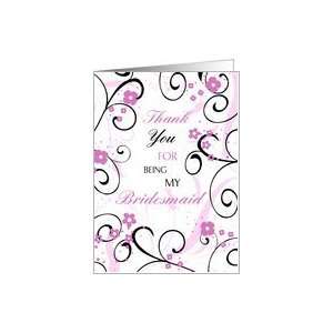  Pink Black Floral Thank You Bridesmaid Card Card Health 