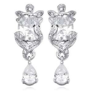   Silver and Oval Cut Cubic Zirconia Fairy Drop Earrings Jewelry