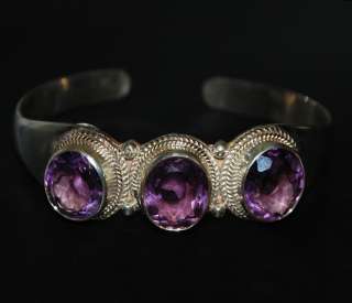 Amethyst Sterling Silver Cuff Bracelet   India  