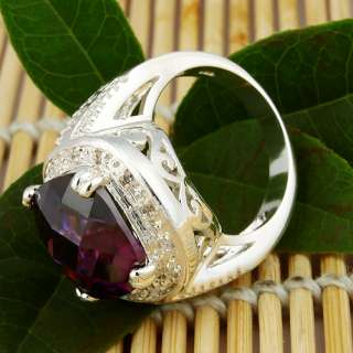Beautiful Amethyst Jewelry Gemstone Silver Ring Size sz #8 S11 Hot 