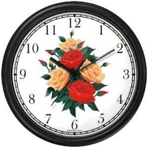  Red & Peach Roses   Rose Flower Bouquet   JP Wall Clock by 