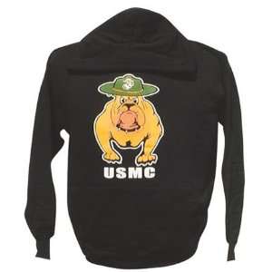  USMC Hooded Bulldog Sweat Shirt Black   XXLarge 