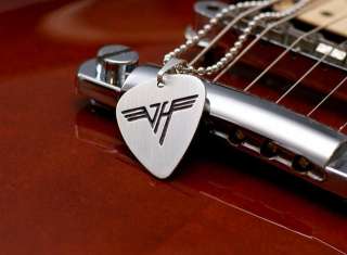 Hand Made Etched Guitar Pick Necklace Van Halen Logo  