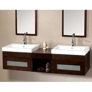   Vanity with 2 Ceramic SInktops and 2 Mirrors Cinnamon