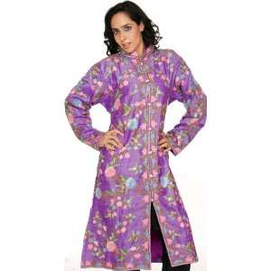  Aster Purple Long Silk Jacket with Phulkari Embroidery All 