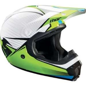  Thor Motocross Youth Quadrant Helmet   Large/White/Green 
