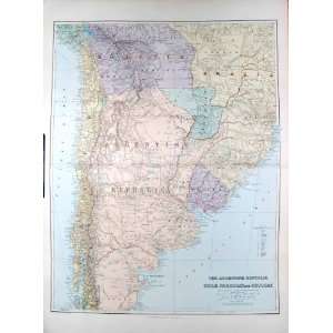    STANFORD MAP 1904 ARGENTINE REPUBLIC CHILE URUGUAY