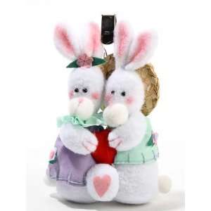 Finished Plush Easter Bunny Girl and Boy with Attached Clip for Easter 