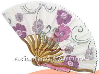 FM65 Silk Folding Hand Fan Wavy Lace Style Free Acc FWT  