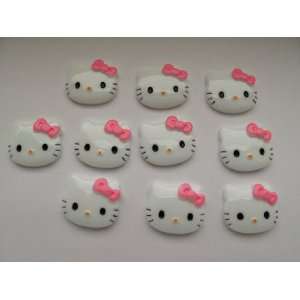   Resin Cabochon Flat Back Kitty Cat Pink Bow Cellphones 27mm*22mm* 5mm