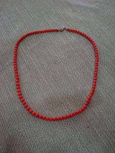 Cameo genuine red coral hand carved necklace Italy 47 cm  