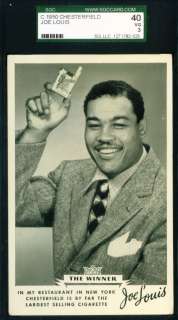 1950 JOE LOUIS boxer Chesterfield cigarettes trade card SGC 40  