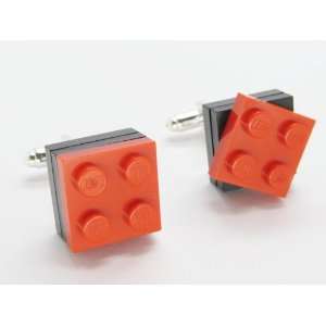  Black Red Spinning Upcycled LEGO Cufflinks Jewelry