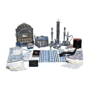  Moadim Wool Tallit with Holiday Items and Stripes 