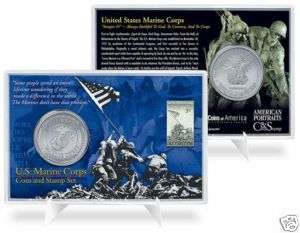 US MARINE CORPS COIN AND STAMP SET  