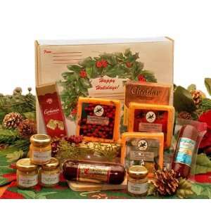 Happy Holiday Gourmet Meat and Cheese Sampler Pack Christmas Food Gift 