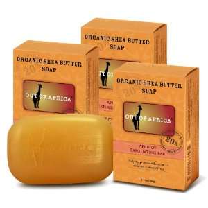  3 Pack Organic Shea Butter Apricot Exfoliating Bar Soap 