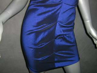 XSCAPE Irridesent Blue Taffeta Ruffle Mini Dress NEW 4P  