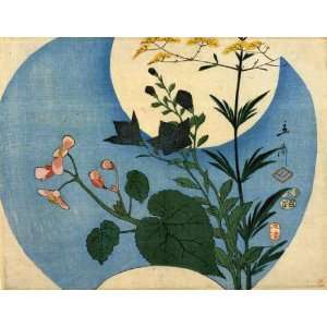   Art Utagawa Hiroshige Autumn flowers with full moon