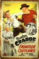Frontier Outlaws Buster Crabbe   1S POSTER   1944    nice stone 