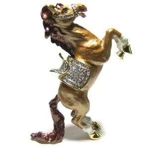   BROWN Horse With Saddle Bejeweled Trinket Box 