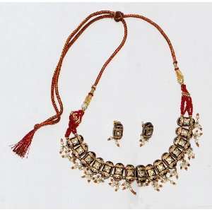  Pretty Indian Art Handmade Lakh Lac Jewelry Necklace & Earring 