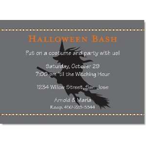 Flying Witch Halloween Invitations 