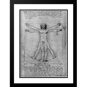 Da Vinci, Leonardo 19x24 Framed and Double Matted Vitruvian Man, Study 