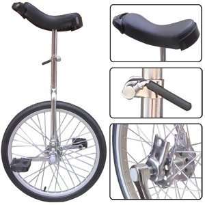   Uni cycle Unicycles Wheel Cycling Chrome Silver