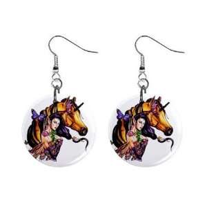 Faery Unicorn Dangle Earrings Jewelry 1 inch Buttons 