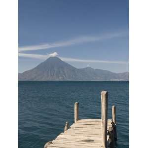 Jetty in Panajachel, San Pedro Volcano in the Background, Lake Atitlan 