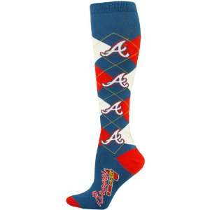  Atlanta Braves Ladies Navy Blue Scarlet Argyle Tall Socks 