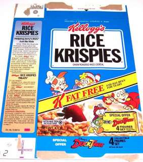1991 Rice Krispies Duck Tales Cereal Box no upc hh107  