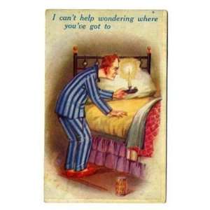    Bed with Fleas Comic Postcard Undivided Back 