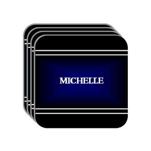Personal Name Gift   MICHELLE Set of 4 Mini Mousepad Coasters (black 