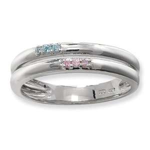  Esse Collection Silver Pink & Blue CZ Ring Size 7.5 