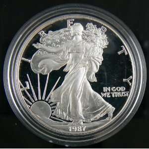    1987 S PROOF SILVER EAGLE COIN .999 UNC in CAPSULE 
