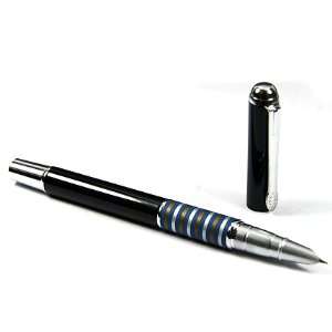  Classic Black Fountain Pen Chrome Carved Ring with Push in 