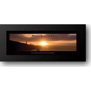  Possibilities   Lighthouse At Sunset 40x16 Framed Art 