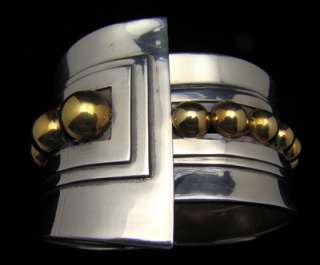 PAT AREIAS STERLING SILVER CLASSIC MEXICAN CLAMPER BRACELET  