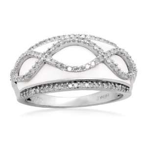 Sterling Silver Enamel Swirl Diamond Ring (1/3 cttw, I J Color, I2 I3 