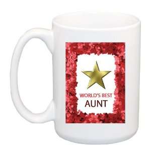  Worlds Best Aunt Mug 15 oz. with Gift Box   Confetti and 