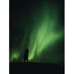  A Brilliant Display of Aurorae with a Persons Silhouette 