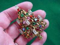 Vintage Hollycraft Christmas Tree Pin Brooch 7 Candles  